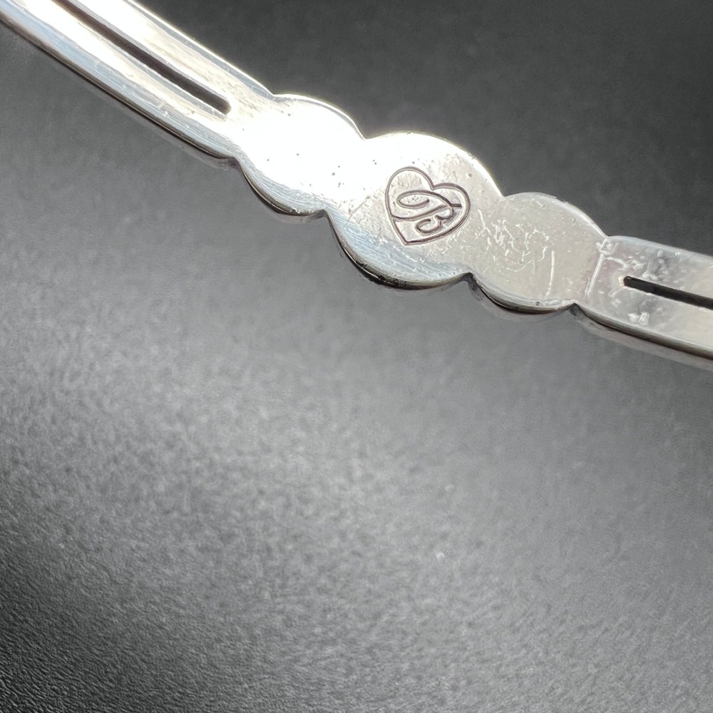 Brighton Infinity Bracelet Silver Plated Bangle Blue Crystal Scroll Wave - Picture 3 of 6